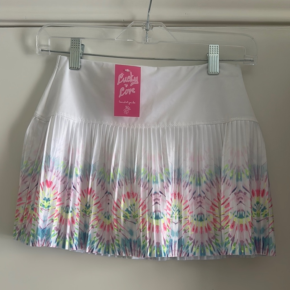Lucky in Love White and Multicolor Pleated Skirt